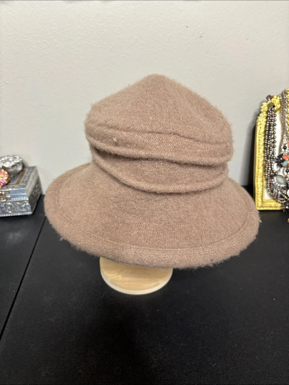 Vintage Kakyko Cozy 100% Wool Bucket Hat in Camel